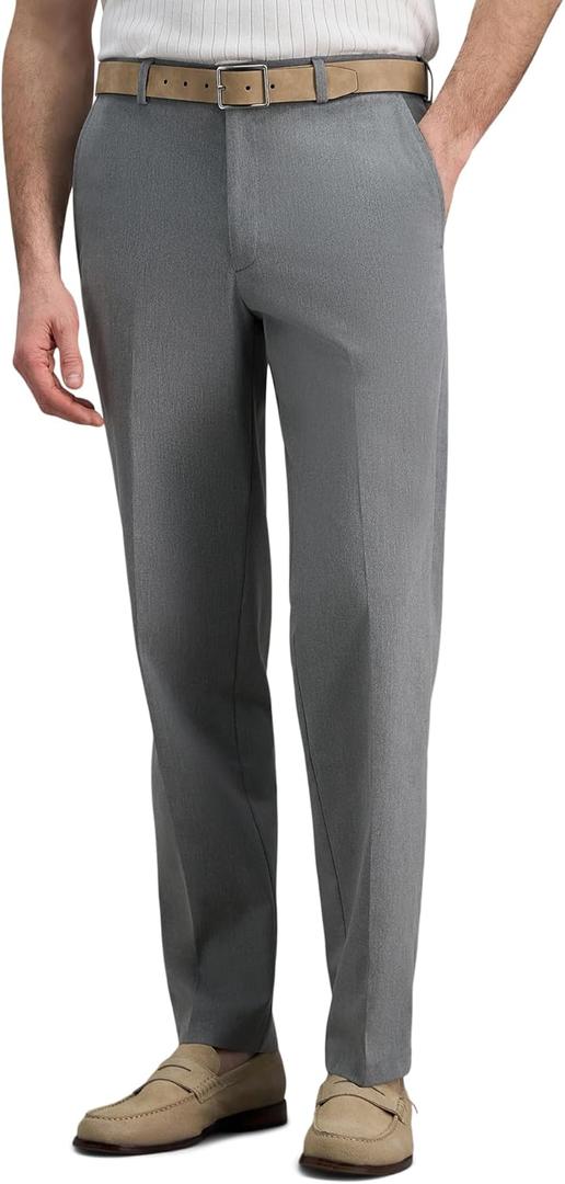 Haggar Men's Iron Free Premium Khaki Classic Fit Flat Front Expandable Waist Casual Pant (Regular and Big & Tall Sizes, 44Wx 29 L)