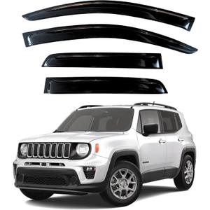 KPY Window Visor Compatible with Jeep Renegade 2015-2024, 4PC Rain Guard Side Window Vent Deflectors Tape-On Style, 2015 2016 2017 2018 2019 2020 2021 2022 2023 2024