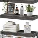 QEEIG Bathroom Shelves Over Toilet - Wall Mounted Floating Shelves Toilet Paper Storage Small Farmhouse Decor Shelf 16 inch Set of 3, Grey (019-GY3)