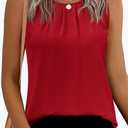 Beyove Womens Chiffon Tank Tops Crewneck Loose Fit Basic Casual Summer Sleeveless Shirts Blouse (Red, L)