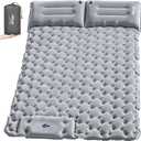 HiiPeak Double Sleeping Pad for Camping - Suede Top Camping Mattress with Pillow, Built-in Foot Pump, Compact Inflatable 2-Person Portable Mat for Backpacking, Hiking, Car Traveling, Beach, Tent