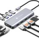 USB C Docking Station Dual HDMI Adapter, 11 in 1 Multi Display Docking Station Dual Monitor with 2 HDMI, VGA, 100W PD, 4 USB, USB C Hub Multiport Dongle Compatible with MacBook/Dell/HP/Lenovo Laptops (11 IN 1)