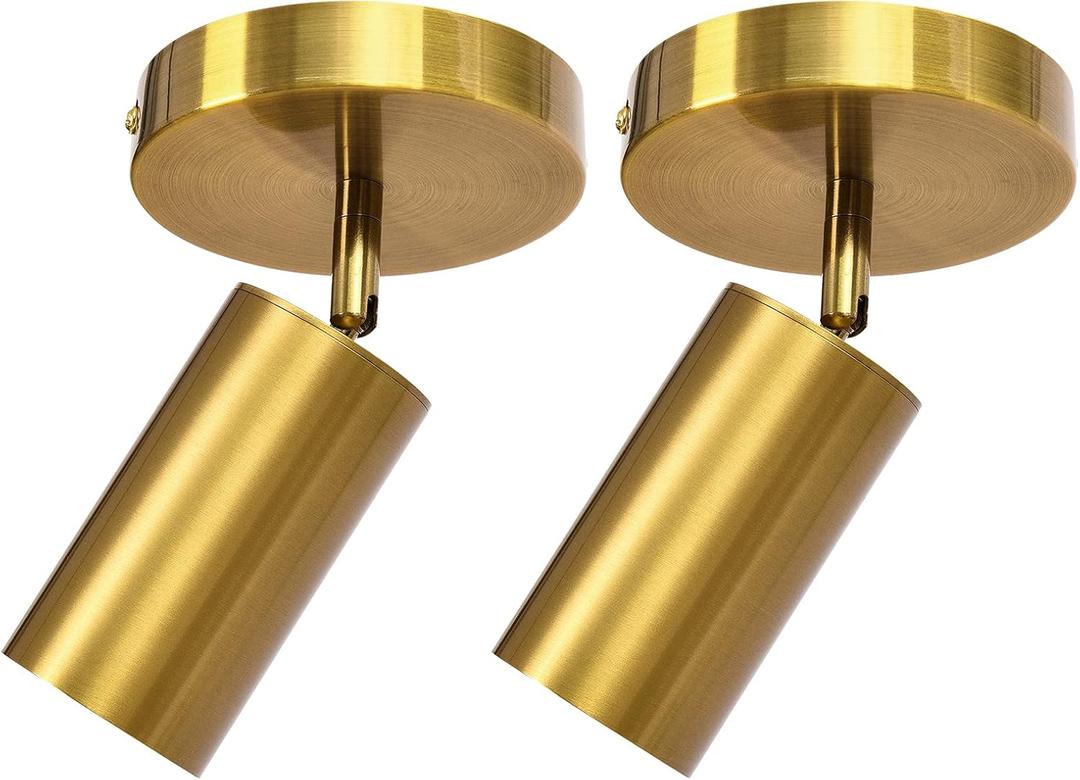 Track Lighting Ceiling Spotlight, Gold Ceiling Light Fixture, Gu10 Spotlights Indoor Angle Adjustment Modern Wall Lamp for Living Room, Gallery, Cabinet, Hallway, Bedroom 2 Packs