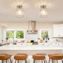 FRIXCHUR Small Chandelier Crystal Ceiling Light Semi Flush Mount Ceiling Lighting Fixture Modern Crystal Ceiling Light for Hallway Kitchen Island Dining Room Bedroom E26 Base Chrome