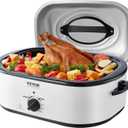 VEVOR Electric Roaster Oven, 22 QT Turkey Roaster with Self-Basting Lid, 1450W Roaster with Defrost & Warm Function, Adjustable Temp, Removable Pan & Rack, Fits Turkeys Up to 26LBS, White