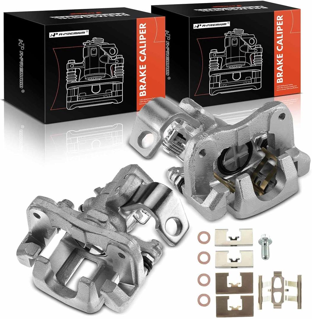 A-Premium Rear Driver and Passenger Side Disc Brake Caliper Assembly with Bracket Compatible with Honda and Acura Models - Civic 2006-2015, CSX 2006-2011, ILX 2013-2018