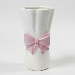 Bow Flower vase, Bow vase for Flowers, Pink Bow Ceramic Vase  Cute Vase with Shiny Glaze, Modern vase Decor (Pink Bow)