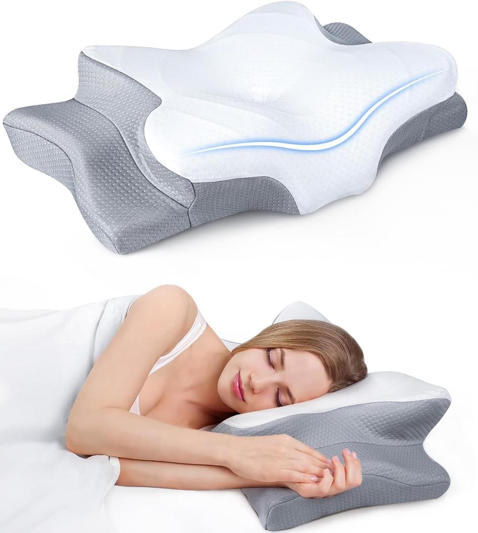 Ultra Pain Relief Cooling Pillow for Neck Support, Adjustable Cervical Pillow Cozy Sleeping, Odorless Ergonomic Contour Memory Foam Pillows, Orthopedic Bed Pillow for Side Back Stomach Sleeper, Queen