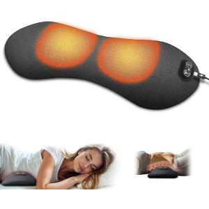 3 in 1 Electric Lumbar Support Pillow with Adjustable Height for Bed and Chair,Back Massager with Heat,Memory Foam Back Support Pillow for Lower Back Pain Relief,Waist Wedge Bolster for Car, Sofa