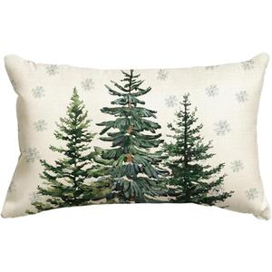 AVOIN colorlife Christmas Trees Snowflake Throw Pillow Cover, 12 x 20 Inch Winter Holiday Cushion Case Decoration for Sofa Couch
