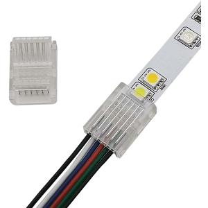 6 Pin 12mm LED Strip to Wire Connector RGB CCT Unwired Clips Solderless Adapter Terminal Extension Connection for Multicolor Light Strips 12V 24V (Pack of 10)