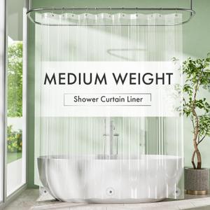 Amazer Extra Long Shower Curtain Liner, 72 x 96 Clear Plastic Shower Liner PEVA Waterproof Medium Weight Shower Curtains for Bathroom with Magnets and Grommets