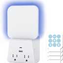 Flying Insect Trap, 2 in 1 Bug Trap for Gnats, Moths, House & Fruit Flies, Fly Trap Indoor with Multi Plug Outlet Extender with USB and 5 Fly Trap Glue Cards