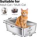 Stainless Steel Cat Litter Box, 20"x14"x6"(Height) Large Metal Litter Box, Easy to Clean, Non Stick No Smell Litterbox for Cats/Kitty