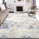 DMOYEST Area Rug Living Room Rugs - 8x10 Abstract Large Soft Indoor Washable Rug Neutral Modern Low Pile Carpet for Bedroom Dining Room Farmhouse Home Office - Beige Blue