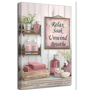 ZXHYWYM Pink Bathroom Wall Art Bathroom Pictures Rustic Farmhouse Sign Poster Towel Flower Bottles Painting Prints Toilet Laundry Powder Room Decor Framed (Pink, (12" x 18")).