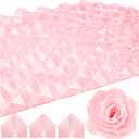 Hoteam 429 Pcs Premade Satin Ribbon Rose Petals Half Finished Three Color Eternal Rose DIY Flowers Bouquets Everlasting Floral for Birthday Wedding Anniversary(Pink)