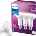 PHILIPS LED 65W BR30 3-Pack Ultra Definition Daylight (5000K) 650 Lumen (7.5W = 65W) Dimmable Frosted Flicker-Free Light Bulbs
