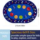 Large Oval Classroom Rug, 69Ft ABC Rugs for Kids Playroom, Education Classroom Carpet Elementary for Learning Alphabet, Numbers, Words, Area Preschool Playmat for Daycare Kindergarten