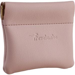 Travelambo Leather Squeeze Coin Purse Pouch Change Holder For Men & Women (Access Pink Champagne)