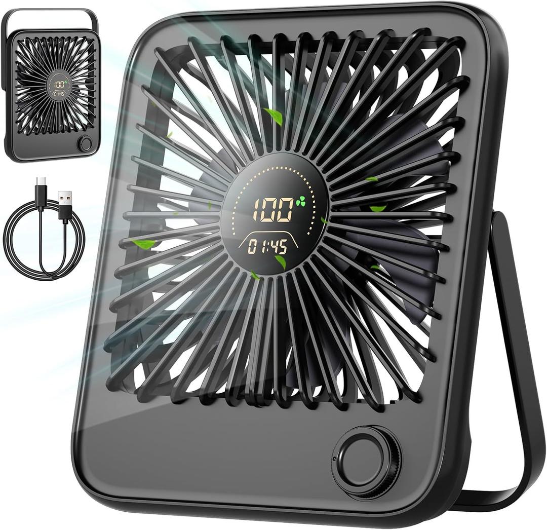 Shintrend Rechargeable Portable Travel Fan - USB Desk Fan with 100 Wind Speeds Small Fan with Digital Display Quiet Desktop Personal Fans for Cruise Ship Office Outdoor Bedroom