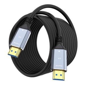 100FT Fiber Optic HDMI Cable 4K@60Hz HDR, Active Optical HDMI Cable Designed for 100 Foot Long Runs, Slim in-Wall Rated HDMI Cord for Projector, Home Theater, TV