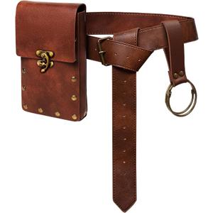 Renaissance Belt Pouch Waist Bag Fanny Pack, Steampunk Phone Holder Medieval Leather Skirt Hike Costume Accessories