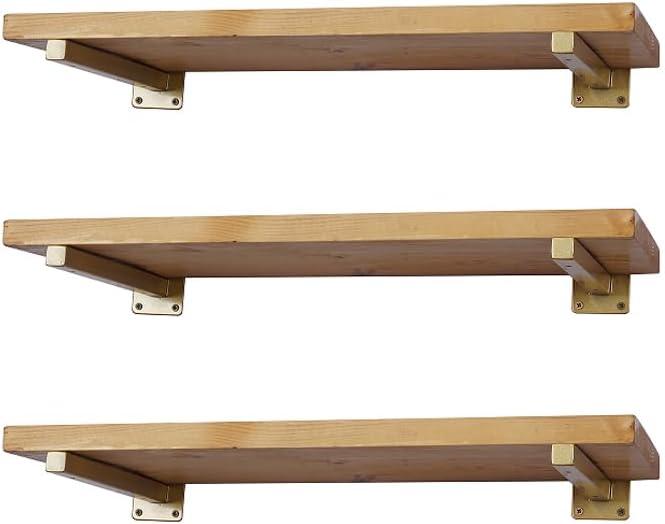 6 Pcs Gold Shelf Bracket 13 Inch Heavy Duty Brackets for Shelf Metal Wall Floating Shelving Brackets Industrial Shelf Brackets for Space Saving
