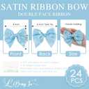 Blue Bows 24 PCS Baby Blue Satin Ribbon Bows 4" Pre-Tied Twist Tie Bow for Gift Wrapping Treat Bags Cake Pops Candy Apple Crafts Baby Shower Birthday Wedding Party Favors