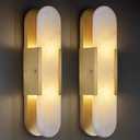 19.7" L Alabaster Wall Sconces Set of 2, Wall Lights Fixtures Morden Bathroom Vanity Light Indoor Wall Lamps for Living Room Bedroom Hallway Stairs Gold