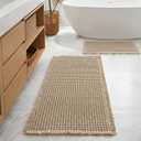 Furicher Large Waffle Bath Mat Set, Non Slip Bath Rug Set, Ultra Absorbent Bath Mats for Bathroom Decor, Extra Soft Floor Kitchen Rugs Sets 2 Piece, Washable Bath Runner Rug, Brown, 20"47" & 16"24"
