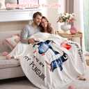 Janzaa MY PENGUIN Love Blanket - Beige Throw Wedding Anniversary Blanket for Men Women Boyfriend Couple - Romantic I Love You Gifts for Him/Her Birthday, Wedding, Valentines, Mothers Day 50'' x 60''