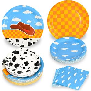 180pcs Birthday Party Supplies,Cartoon Story Paper Plates and Napkins Set for Baby Shower Boys Toy Theme Party Decorations,Serves 60 Guests