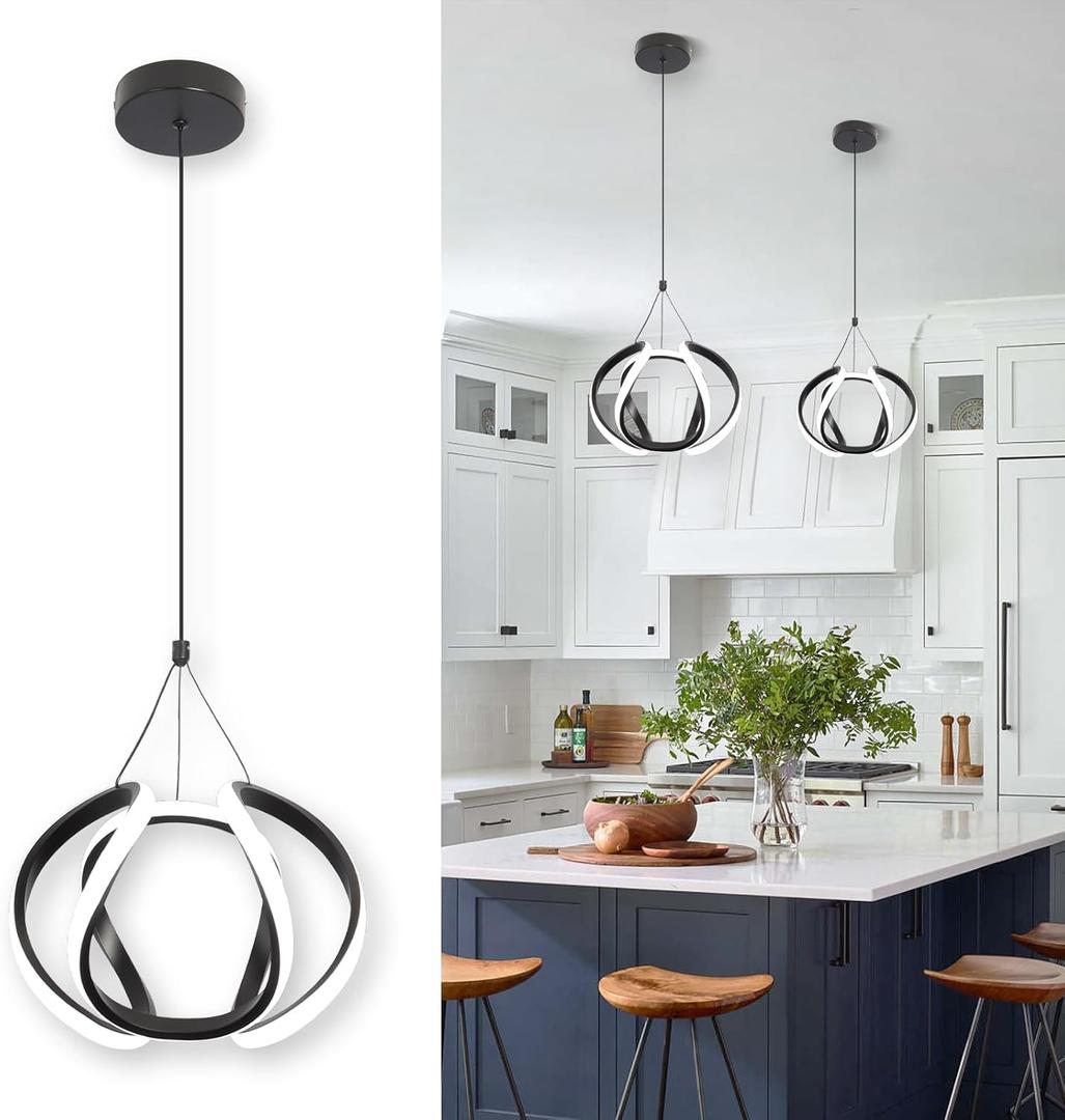 CANEOE Modern Led Pendant Light Fixtures, 5500K Black Pendant Lighting for Kitchen Island, Adjustable Height Hanging Light Fixtures for Dining Room Bedroom Living Room Foyer, 1 Pack CANEOE Modern Led Pendant Light Fixtures, 5500K Black Pendant Lighting for Kitchen Island, Adjustable Height Hanging Light Fixtures for Dining Room Bedroom Living Room Foyer, 1 Pack