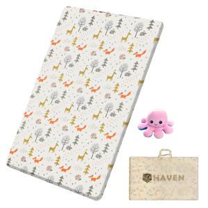 HAVEN Pack and Play Mattress| Waterproof and Portable Mattress for Baby| Dual-Sided Foam with Animal Printed Cover| Playpen Crib Mattress (38"x26"x1")| Breathable Mattress for Toddler and Lil baby|