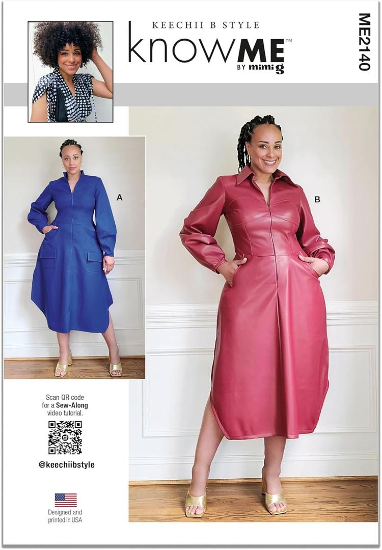 Know Me ME2140Y5 Misses' Corset Style Shirtdress Sewing Pattern Packet by Keechii B Style, Design Code ME2140, Sizes 18-20-22-24-26