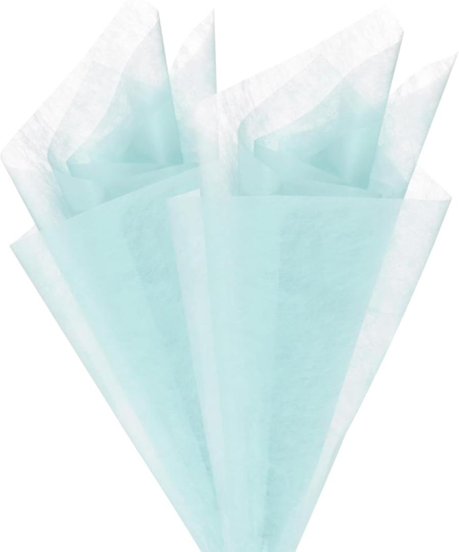 M METERXITY 38-Sheet Korean Cotton Wrapping Flower Paper, 11.8 Inch Waterproof Floral Wrapping Cotton Paper for Bouquets/Gift Packaging [Sky Blue]