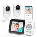 Simyke Upgrade Video Baby Monitor with 2 Cameras and Audio 2.8" Screen,Night Vision,APP,Wireless,2-Way Talk,1200ft Long Range,Feeding Timer,Temperature Sensor,VOX/ECO,5 Lullabies,Portable,Easy Setup, BME28-2