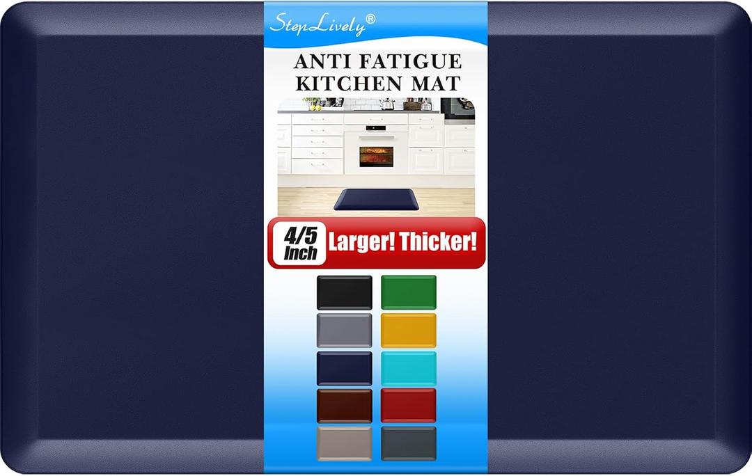 4/5 Inch Thick Kitchen Mat - Cushioned Anti Fatigue Mats for Kitchen Floor - Easy to Clean, Waterproof, Non-Slip Kitchen Rug for Sink, Office, Kitchen (20''x32'' Blue)