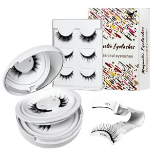 Magnetic Eyelashes 5 Pairs of Reusable Magnetic Eyelashes with Applicator No Glue Eyelashes Easy to put on and Remove (White)