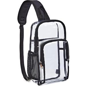 Edraco Clear Sling Bag for Concert & Stadium Approved, Shoulder Backpack for Men & Women - Holds Phone, Wallet, Keys, Power Bank, Large