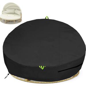 Outdoor Daybed Cover Waterproof, 600D Round Patio Sofa Cover, Heavy Duty Outdoor Canopy Daybed Sofa Cover - 88"X35''/18H
