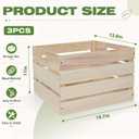 3 PCS Large Wooden Crates for Storage, 19.7"×13.8"×11" Wooden Storage Crate