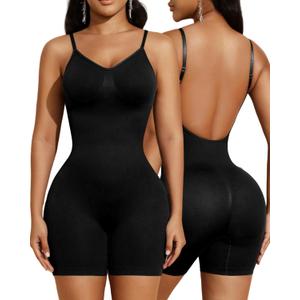 Varaso Shapewear Bodysuit for Women Seamless Backless Tummy Control Bodysuits Body Shaper Tank Tops (A Black, Large)
