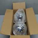8-Inch Disco Ball 2-Pack Silver Hanging Mirror Ball with String, Reflective Disco Ball Decorations for Weddings, Birthdays, Classrooms, Home, DIY, Indoor & Outdoor Events