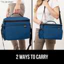 GORILLA GRIP Reusable Insulated Lunch Box Bag, Large Capacity, Leakproof Soft Cooler Bags, Mesh Pockets and Adjustable Strap, Food Tote for Work Camping School, Keep Drinks Cold, 8L, 10x9, Navy Blue