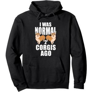 I Was Normal 2 Corgis Ago Corgi Dog Pullover Hoodie Black M Black