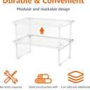 Amazon Basics Space-Saving Stackable Metal Kitchen Cabinet Organizer Shelves for Dishes, Pantry Organization, 12.5" L x 8" D x 4.5" H, Set of 2, White