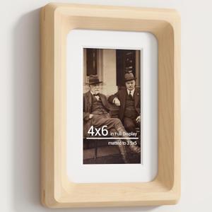 Heimlove 4x6 Picture Frames Natural Maple,Original Wood Hand Make Crafted Photo Frame with Mat to 3 x 5 Graduation Picture Display,Family Picture,Wedding Picture Tabletop & Wall Decoration