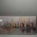 Large Abstract Living Room Canvas Wall Art New York Landscape Reflection painting Decor Pictures Modern Brown Grey City Theme Big Neutral Posters Prints for Bathroom Bedroom Office Home Decoration (40"L x 20"W)